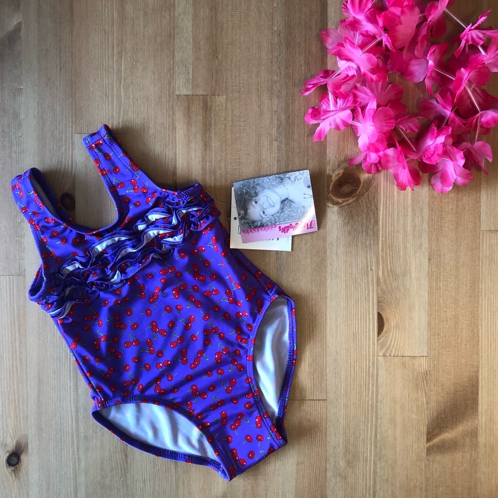 Flapdoodles NWT Purple One-Piece w/ Cherries